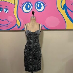 Burberry Gray Silk Satin Bustier Corset Dress